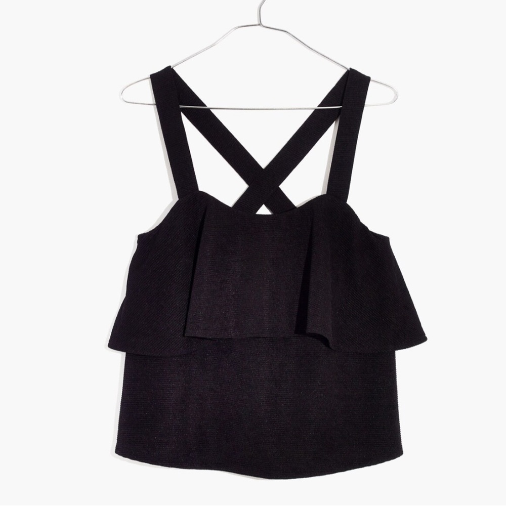 Madewell Black Textured and Tiered Top